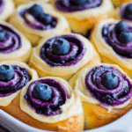 Blueberry Cinnamon Rolls with Blueberry Cream Cheese Frosting