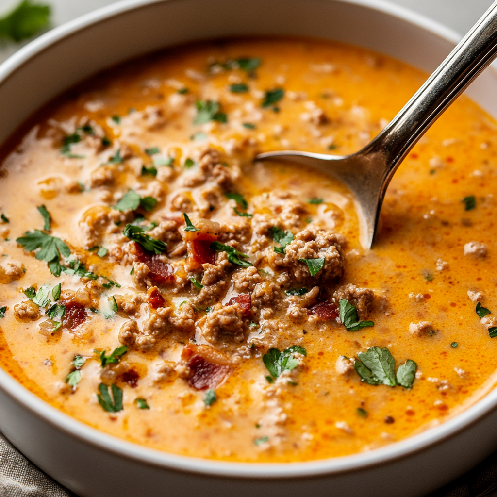 Low Carb Cheeseburger Soup