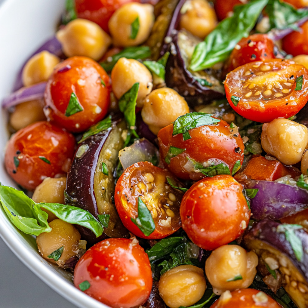Mediterranean Eggplant Chickpea Salad