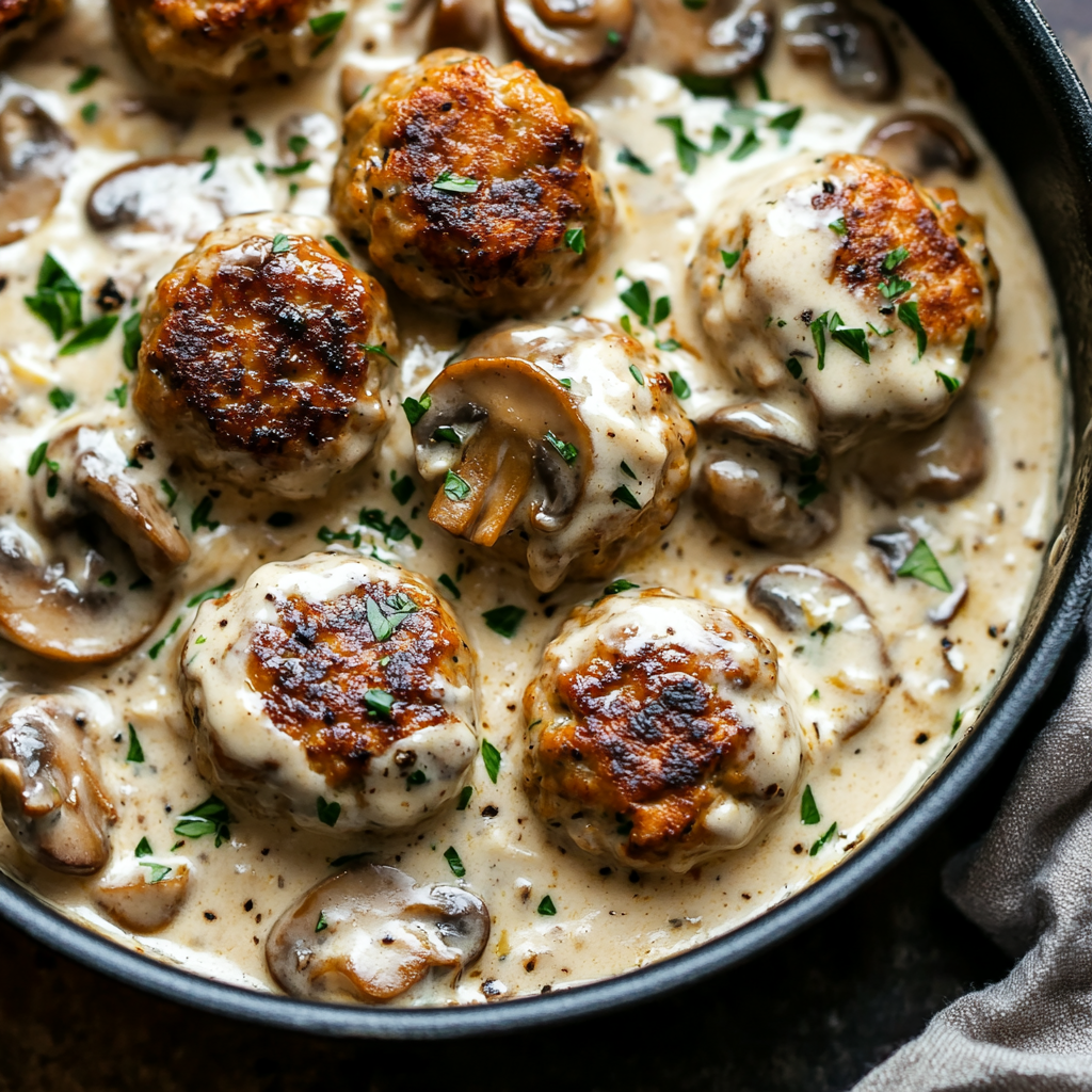 Creamy Mushroom Chicken Meatballs