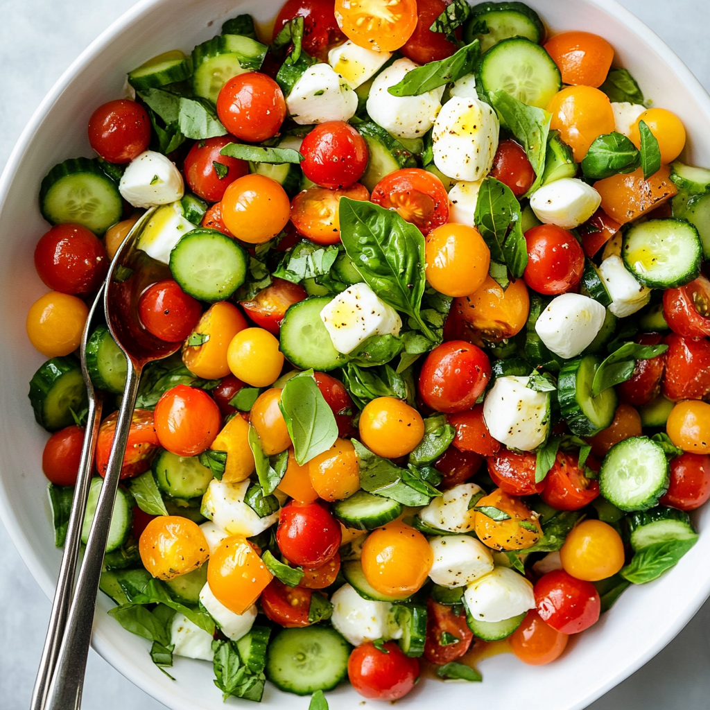 Tomato Cucumber Mozzarella Salad