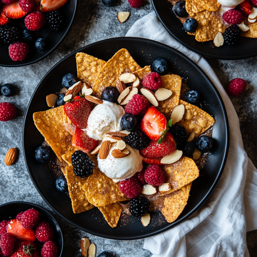 Easy Cinnamon Mixed Berry Dessert Nachos Recipe