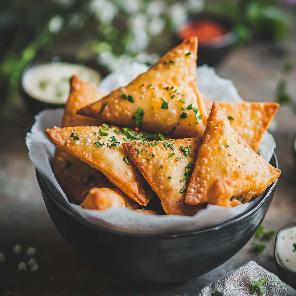 Spiced Potato and Pea Samosas