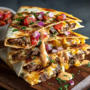 Cheese-Crusted Steak Quesadillas Recipe