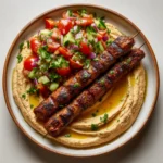 Beef Kefta with Hummus and Tomato Cucumber Salad Recipe