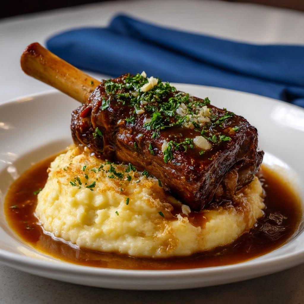 Rosemary Braised Lamb Shanks with Creamy Polenta Recipe - Recipe Image