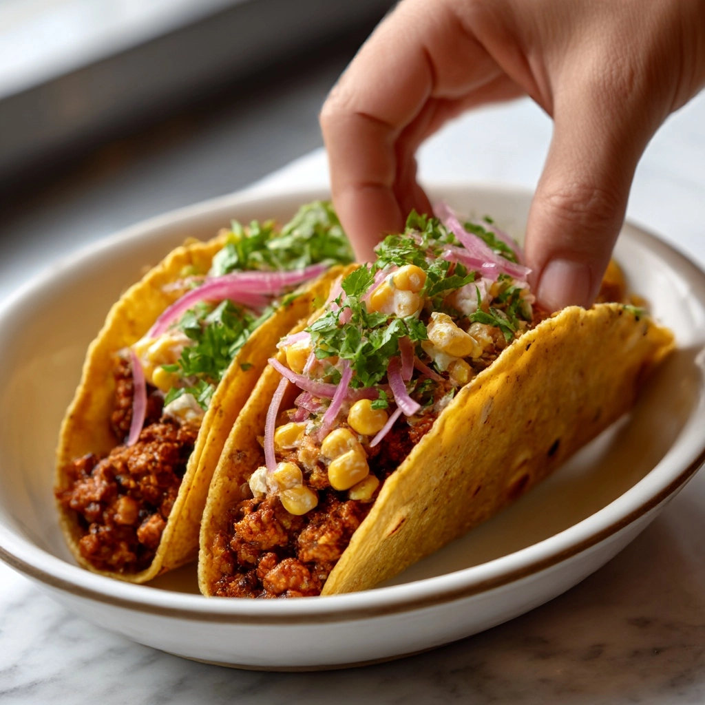Red Chile Chicken Tacos with Creamy Corn Recipe - Recipe Image