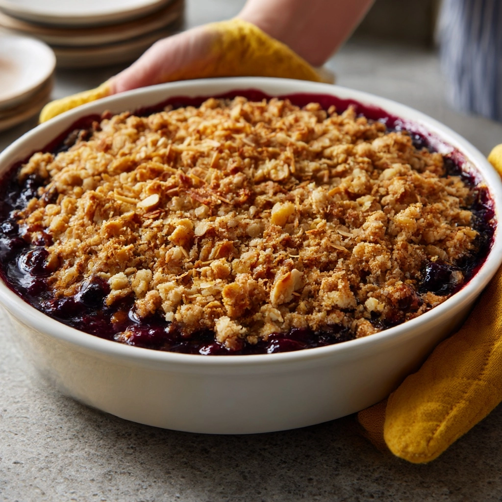 Simple Oat & Pecan Blueberry Crisp Recipe - Recipe Image