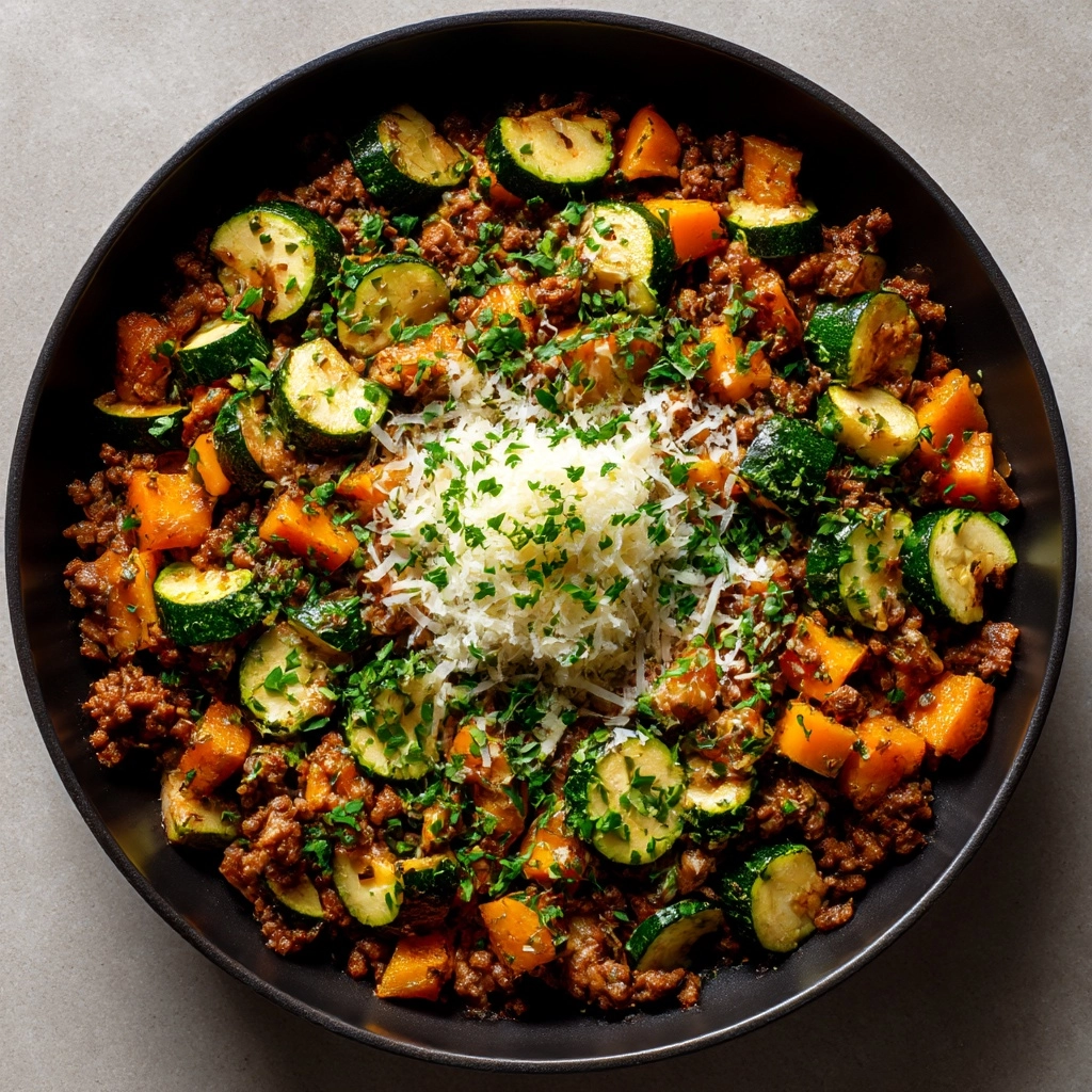 Ground Beef Zucchini Sweet Potato Skillet Recipe - Recipe Image