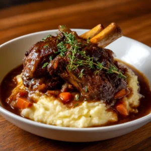 Rosemary Braised Lamb Shanks with Creamy Polenta Recipe