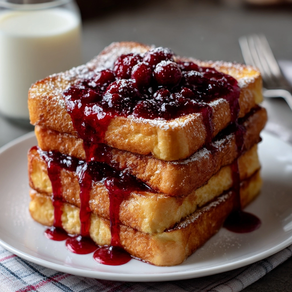 Eggnog French Toast with Raspberry Sauce Recipe - Recipe Image
