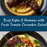 Beef Kefta with Hummus and Tomato Cucumber Salad Recipe