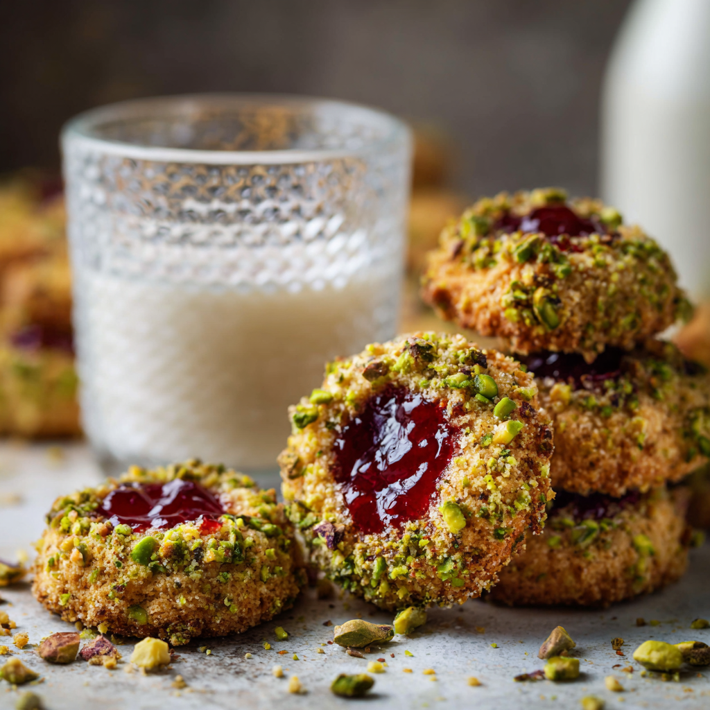 Pistachio Thumbprint Cookies