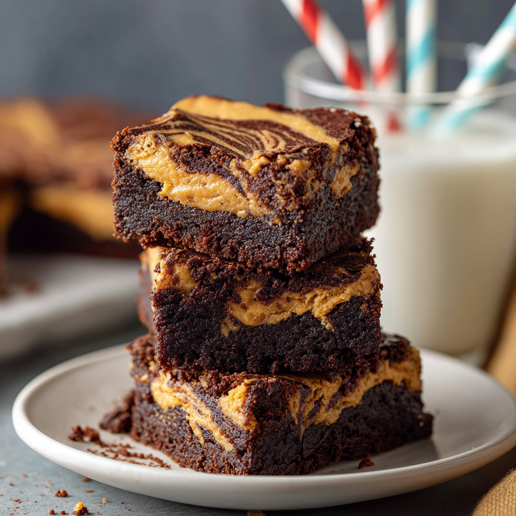 Peanut Butter Brownies {Fudgy and Chewy}