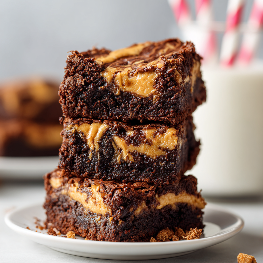 Peanut Butter Brownies {Fudgy and Chewy}