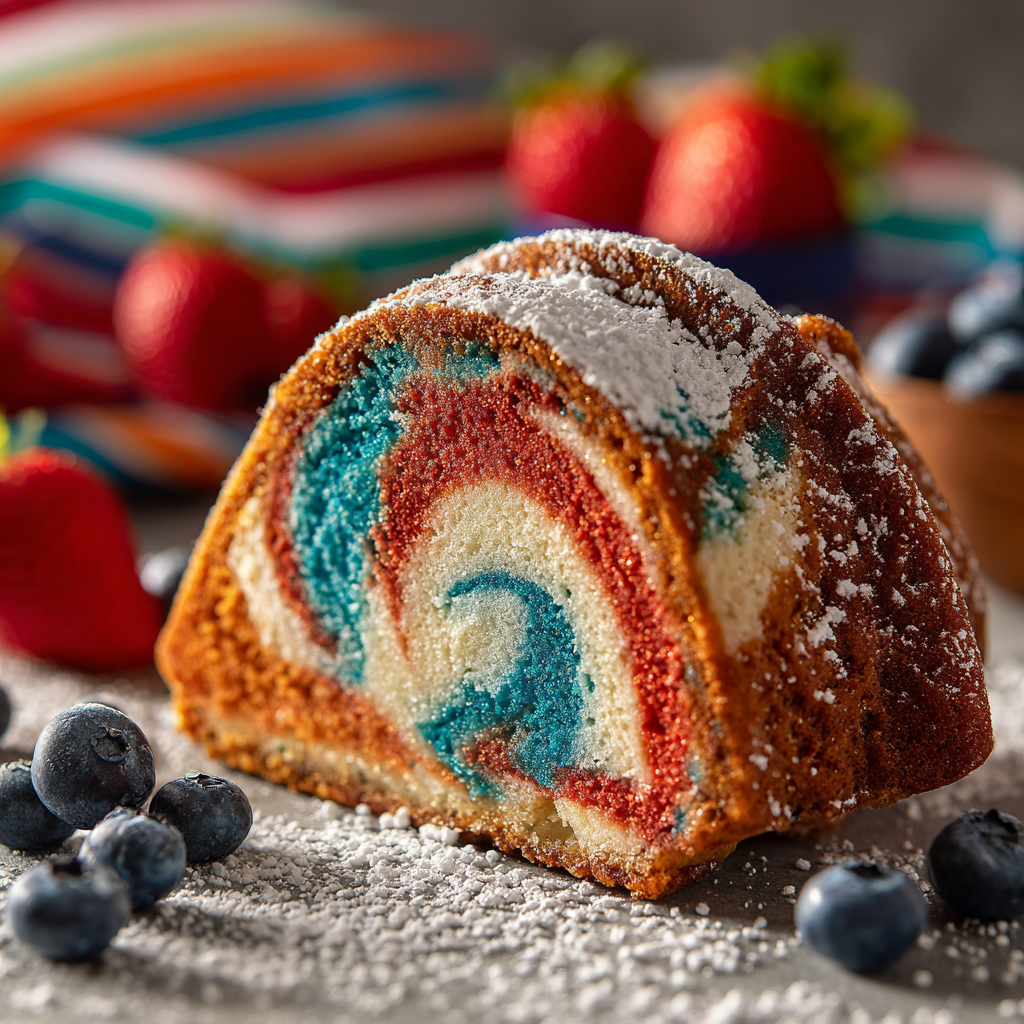 Red White & Blue Marble Cake