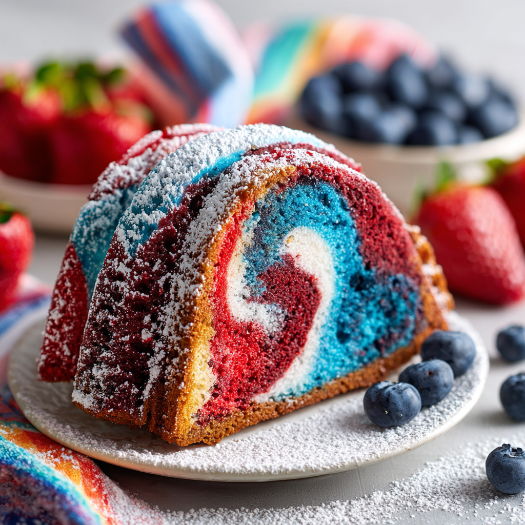 Red White & Blue Marble Cake