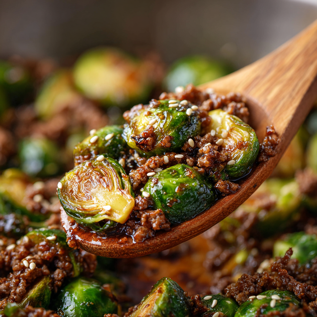 Ground Beef and Brussels Sprouts