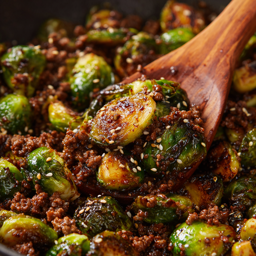 Ground Beef and Brussels Sprouts