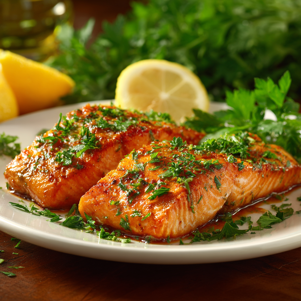 Marinated Salmon with Garlic and Herbs