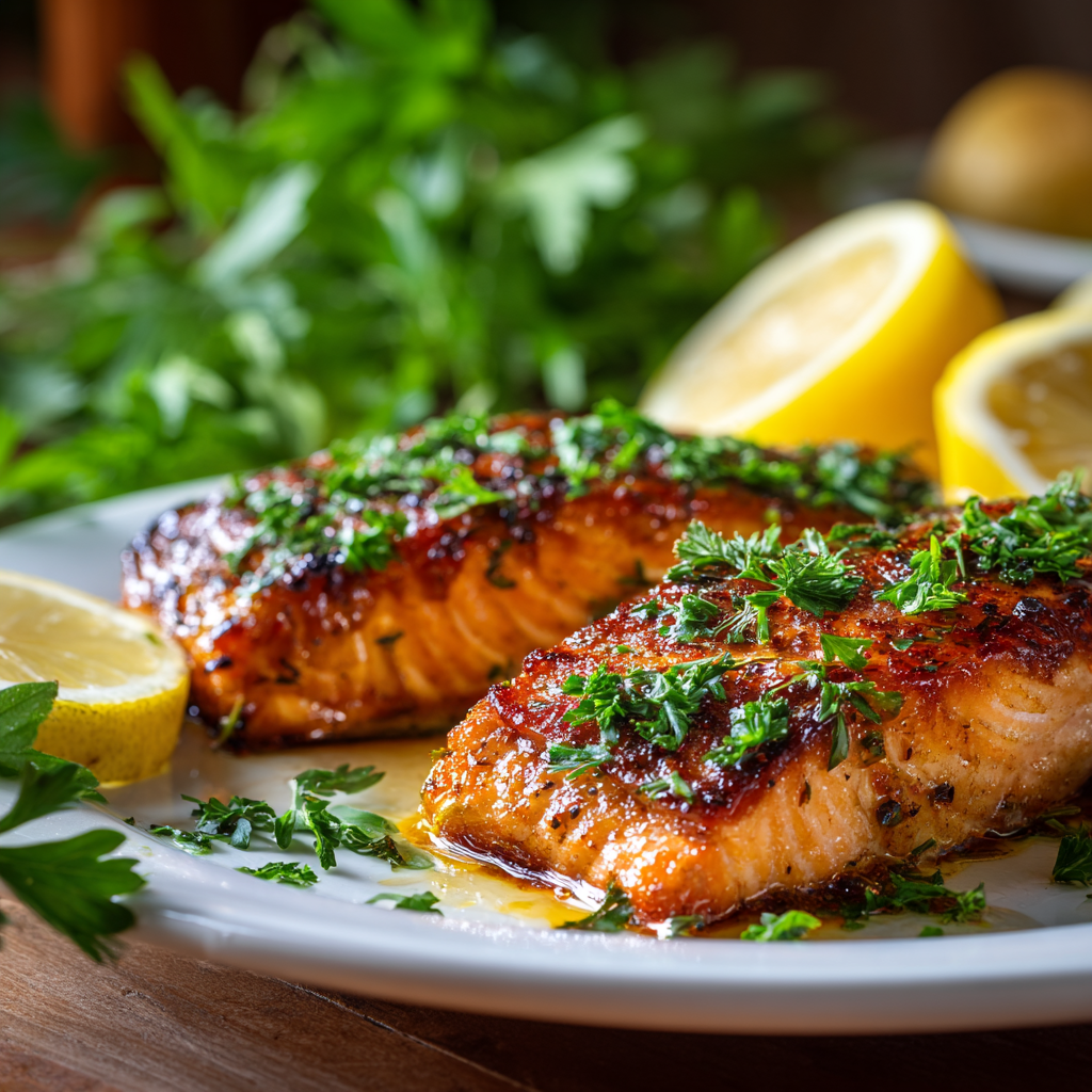 Marinated Salmon with Garlic and Herbs