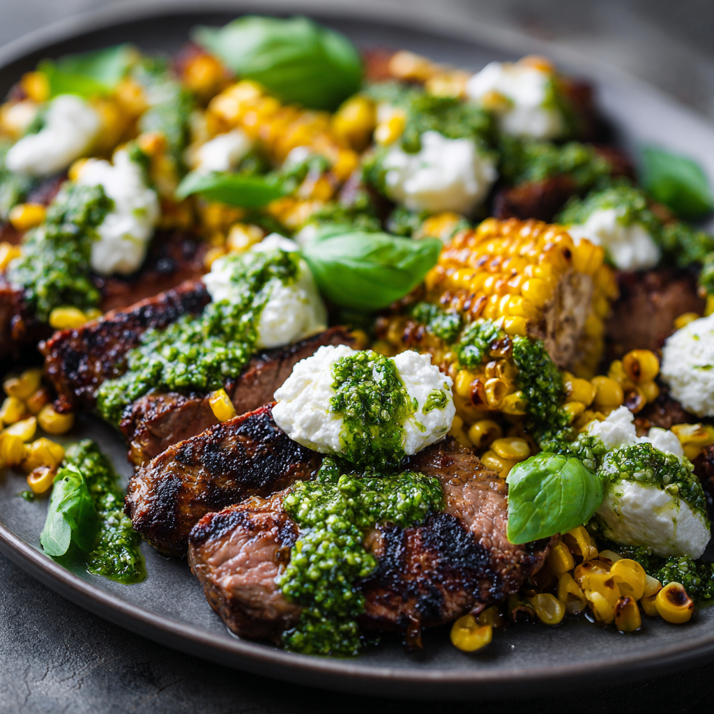 Pesto Steak (Grilled Flank Steak with Burrata & Pesto) 8 Pesto Steak (Grilled Flank Steak with Burrata & Pesto)