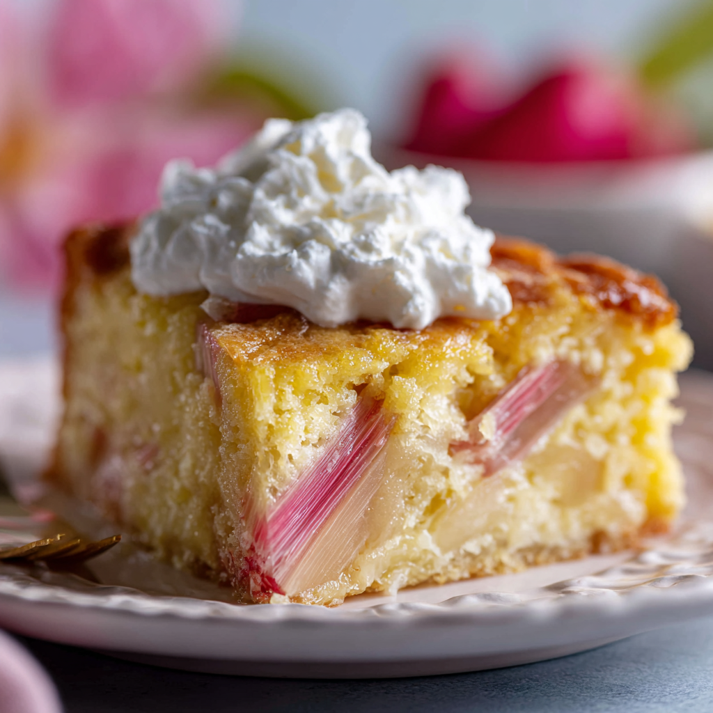 Easy Rhubarb Custard Cake