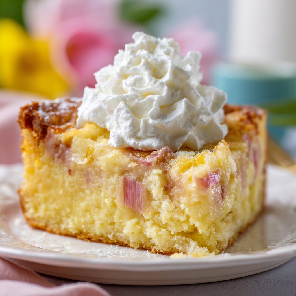 Easy Rhubarb Custard Cake