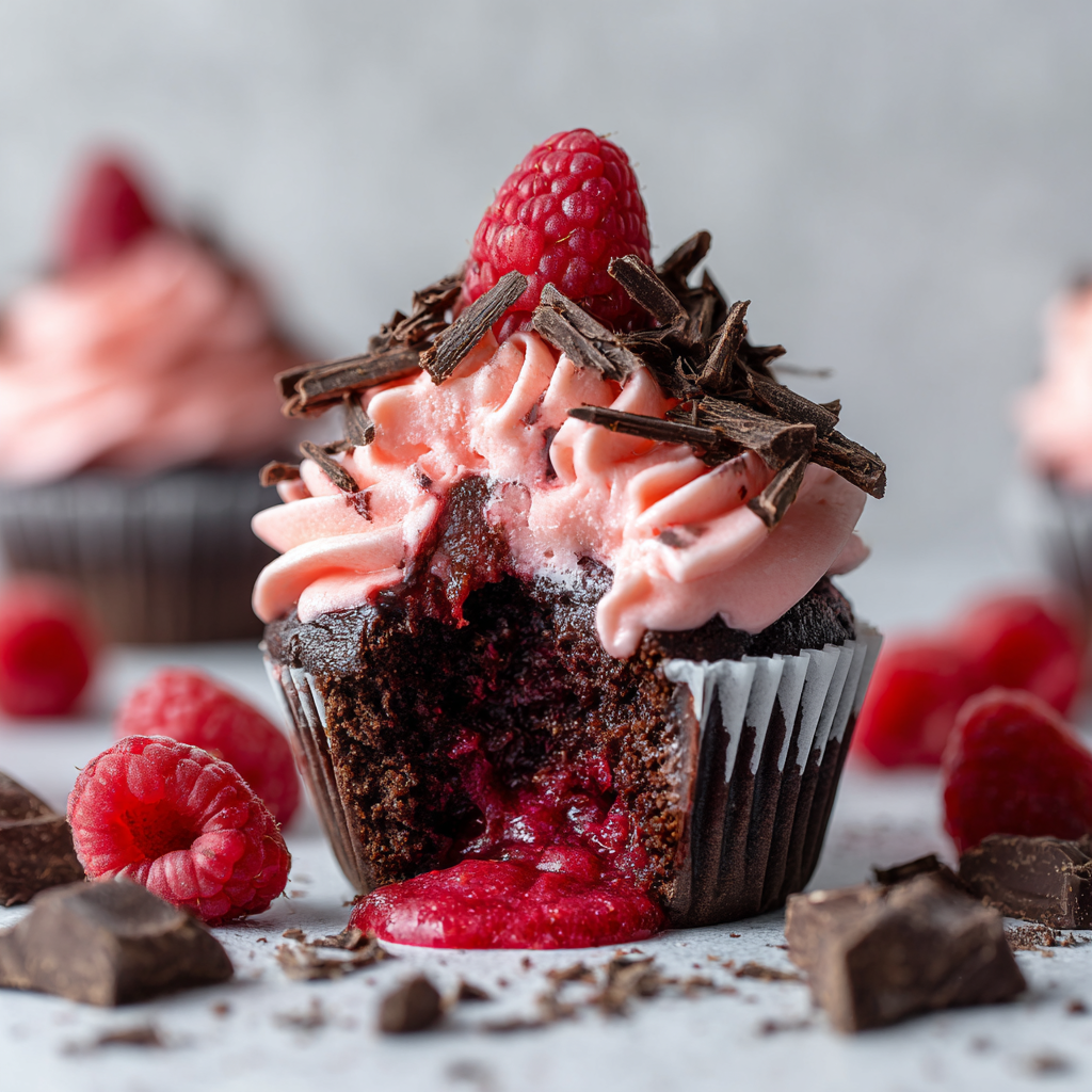 Raspberry Chocolate Lava Cupcakes