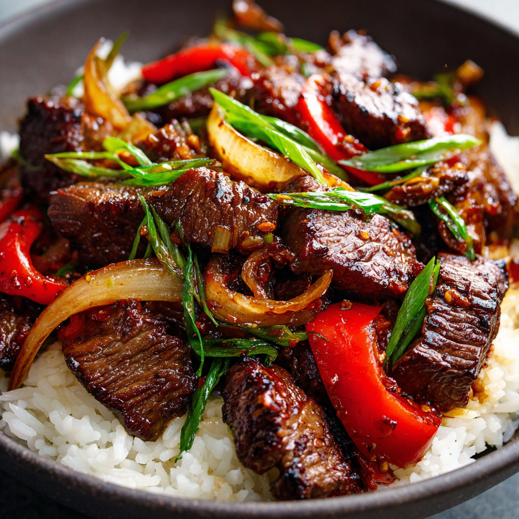 Sizzling Chinese Pepper Steak with Onions