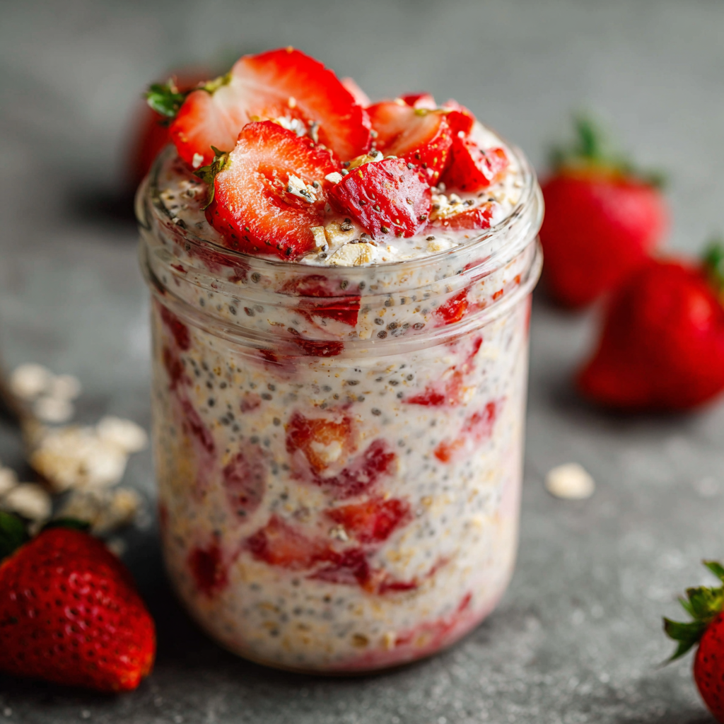 Strawberries and Cream Overnight Oats