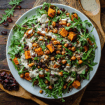 Roasted Sweet Potato and Chickpea Salad with Tahini Sauce