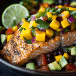 Baked Blackened Salmon with Mango Avocado Salsa