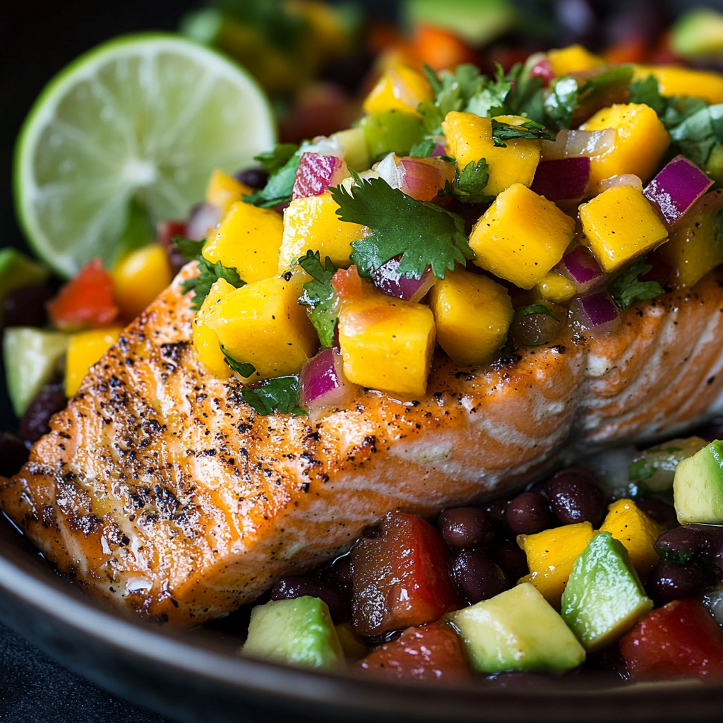 Baked Blackened Salmon with Mango Avocado Salsa 6 Baked Blackened Salmon with Mango Avocado Salsa