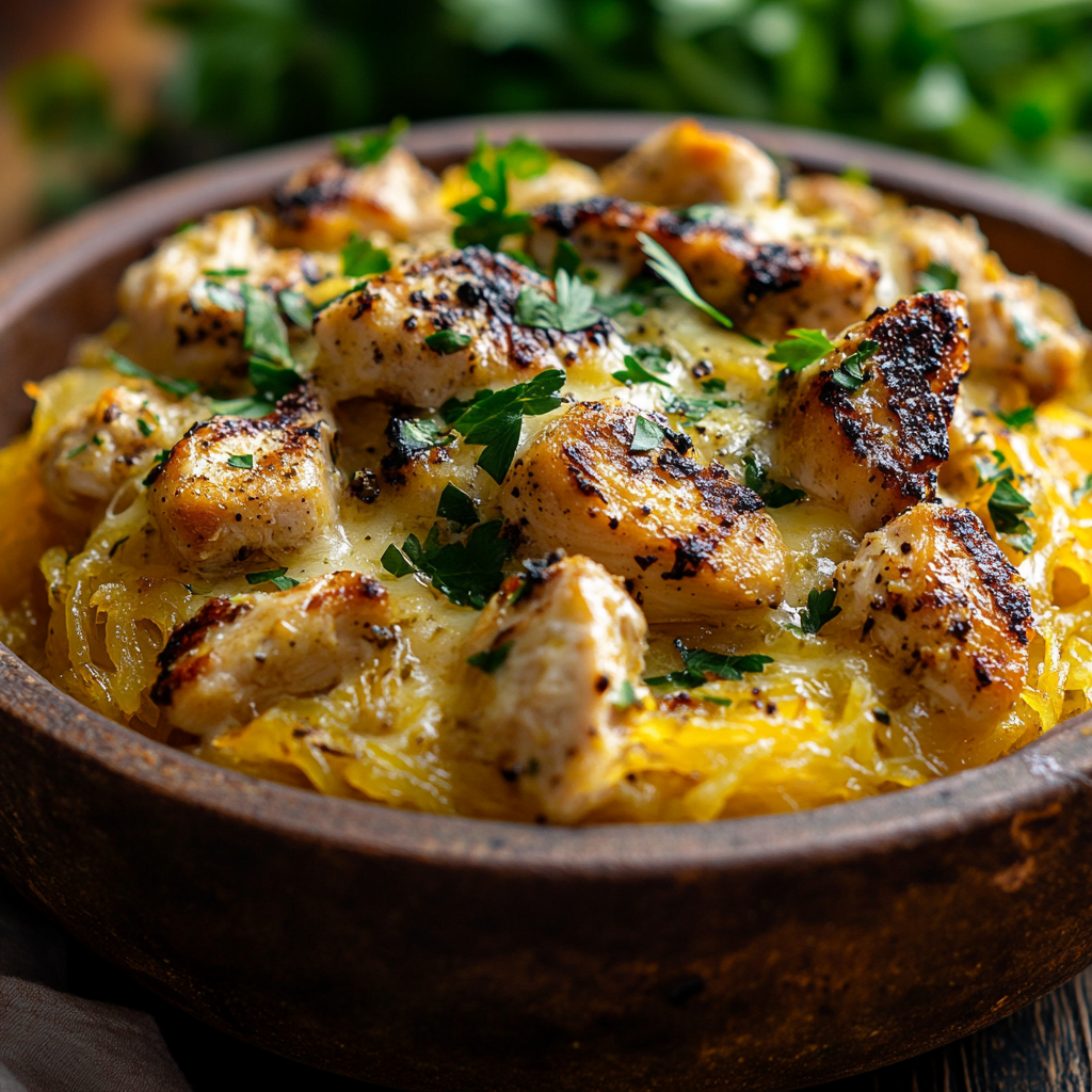 Chicken Alfredo Spaghetti Squash Casserole
