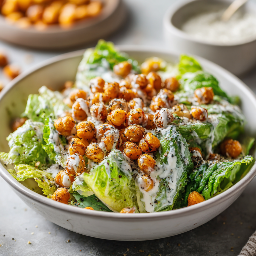 Vegan Caesar Salad with Chickpeas