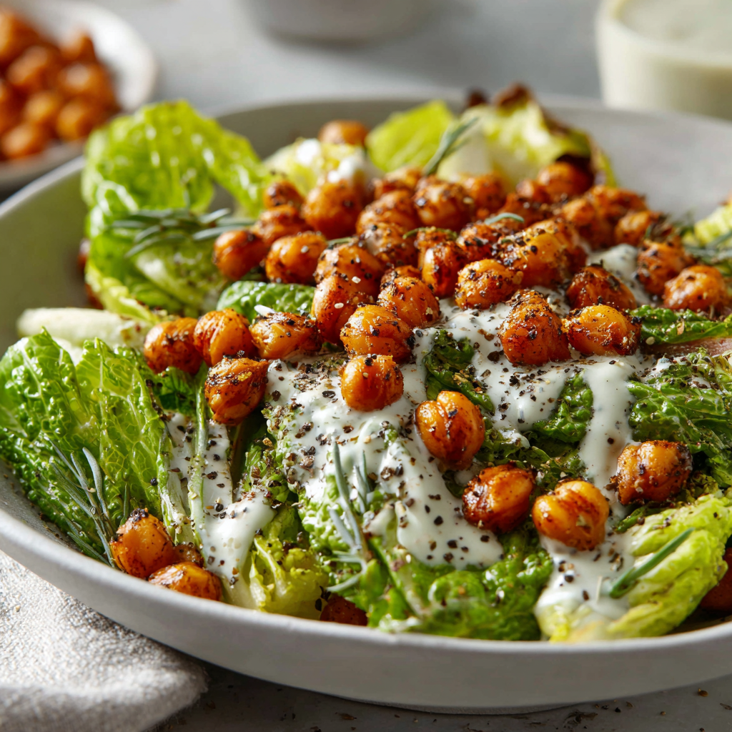 Vegan Caesar Salad with Chickpeas