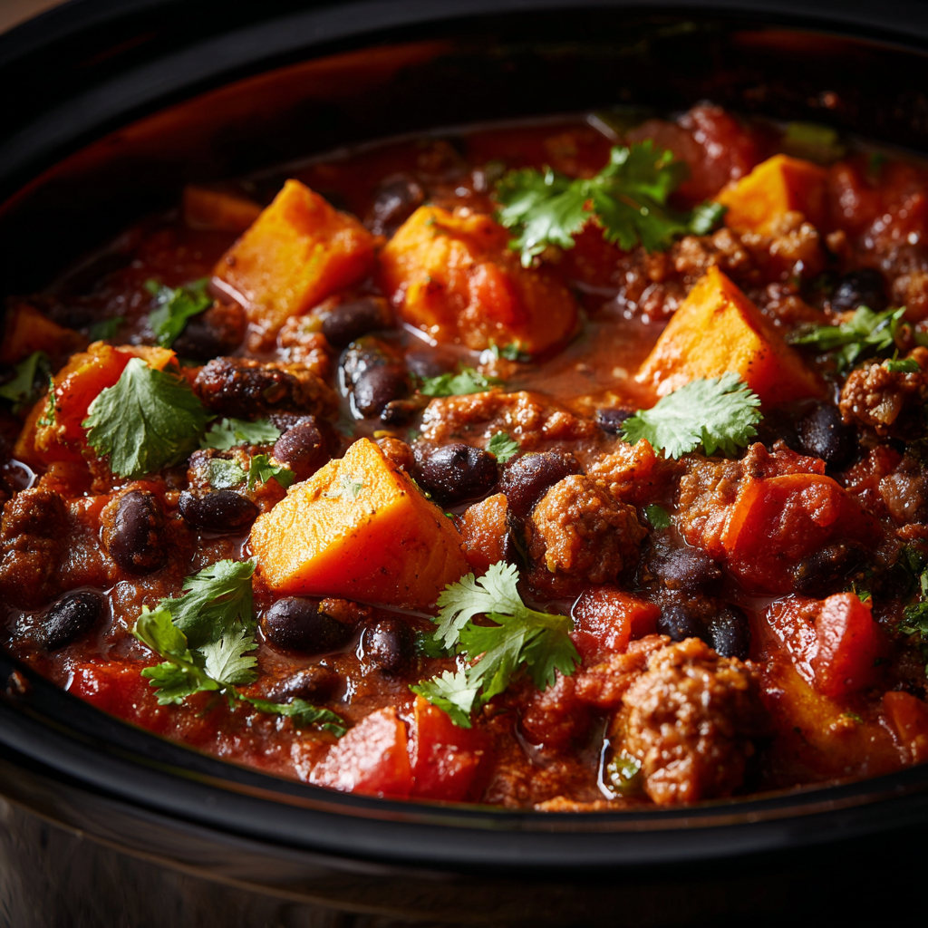 Slow Cooker Sweet Potato Black Bean Chili