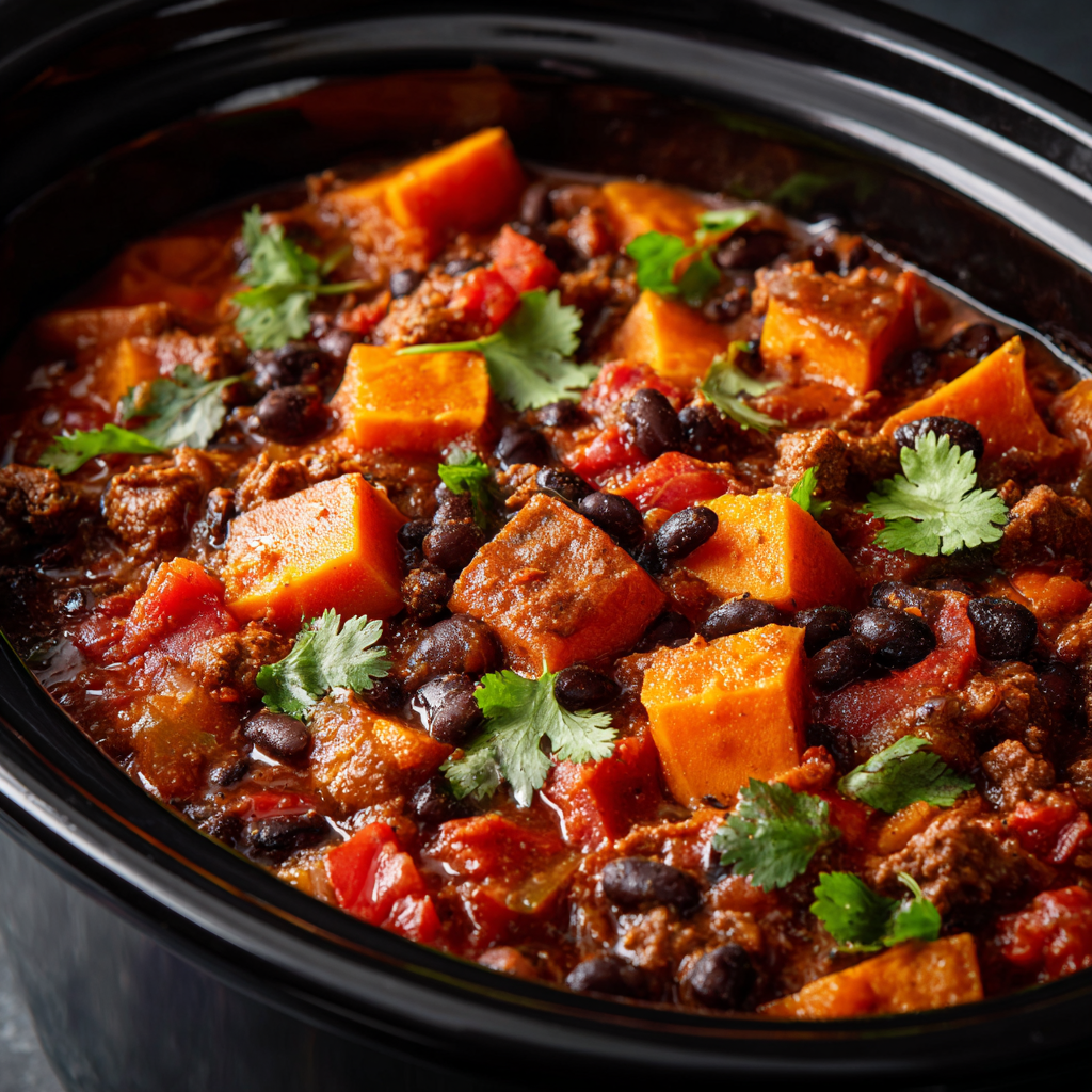 Slow Cooker Sweet Potato Black Bean Chili