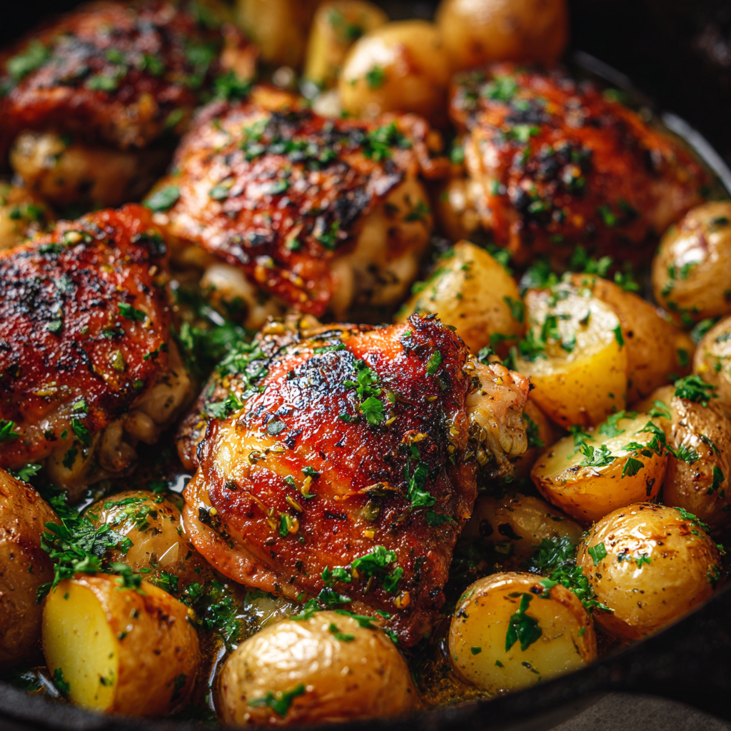 One Pan Honey Garlic Chicken and Potatoes