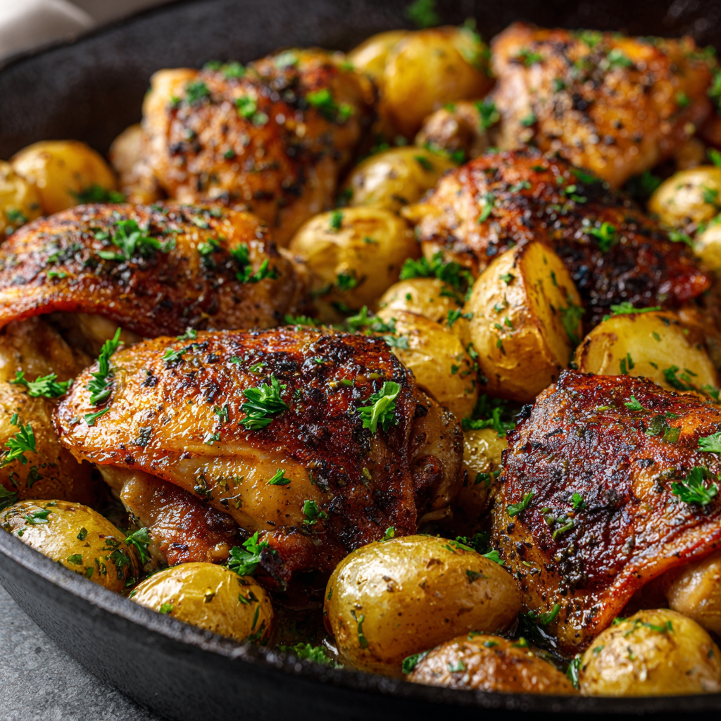One Pan Honey Garlic Chicken and Potatoes