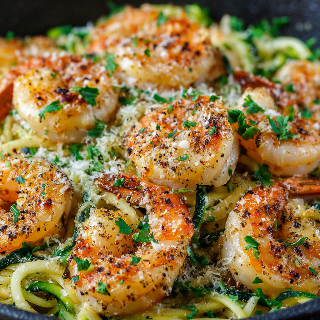 One-Pan Lemon Garlic Shrimp and Zucchini Noodles