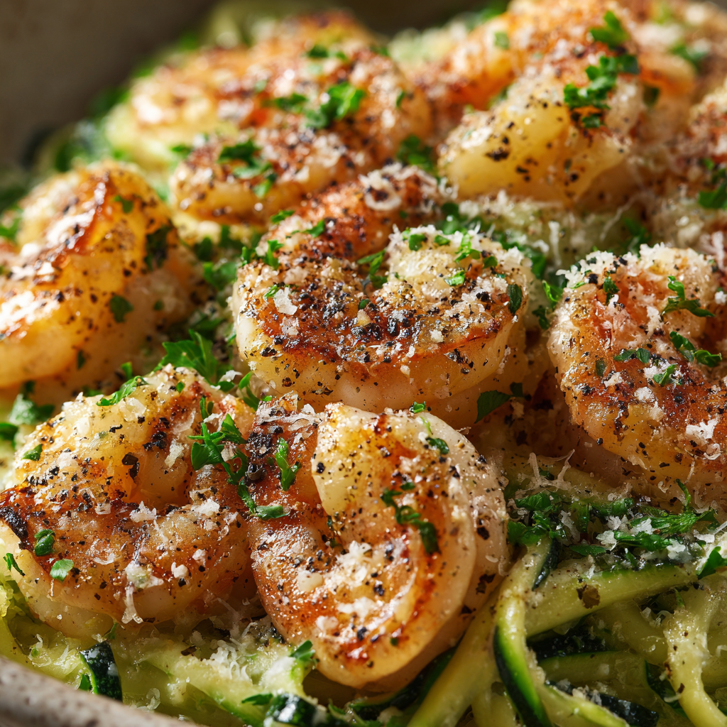 One-Pan Lemon Garlic Shrimp and Zucchini Noodles