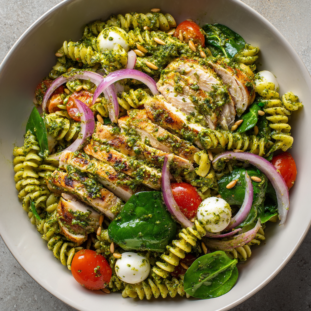 Easy Chicken Pesto Pasta Salad (25-Minutes)