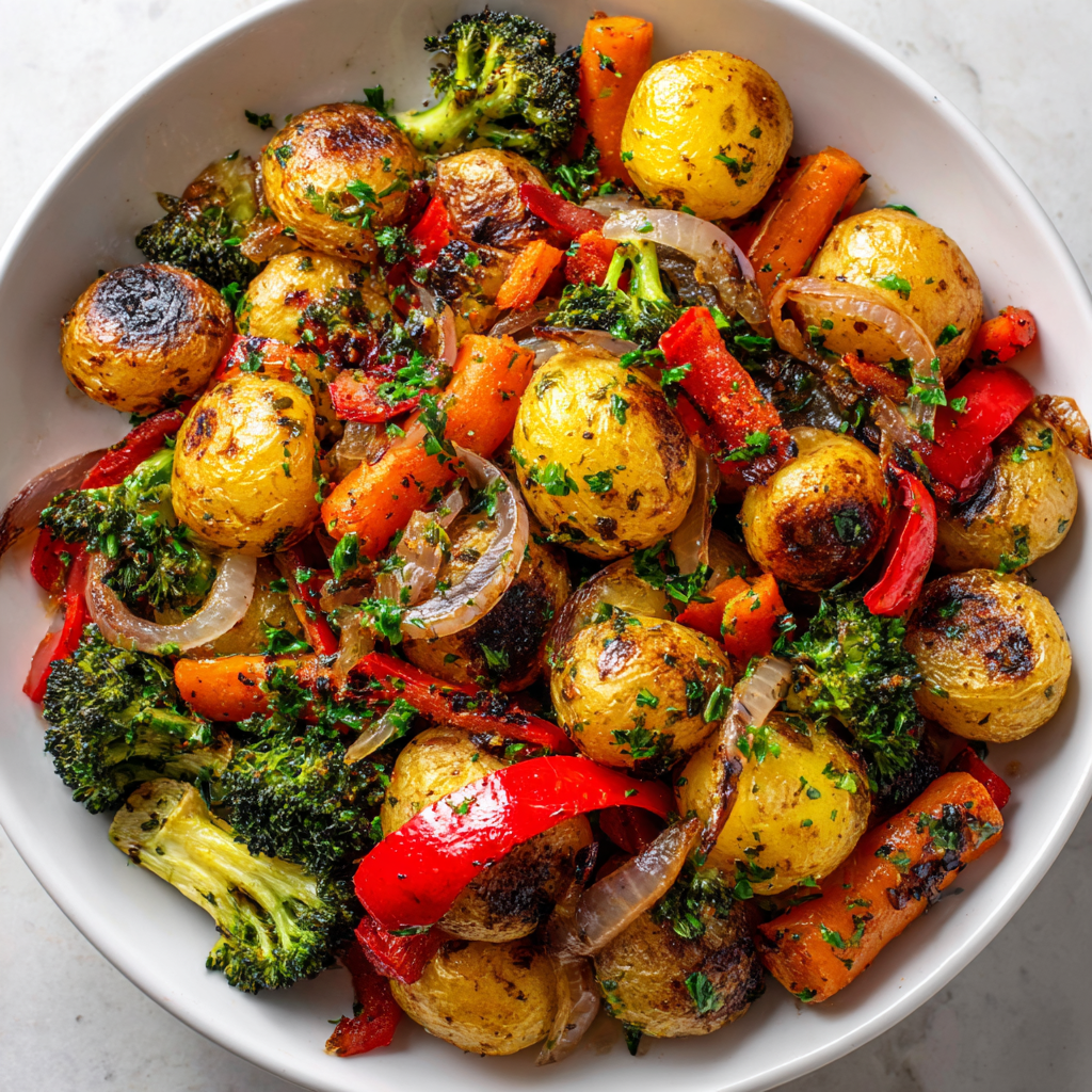 Garlic Herb Roasted Potatoes and Veggies