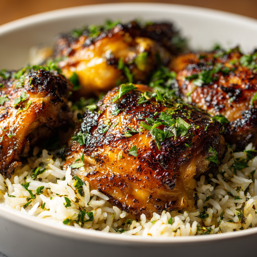 One Pan Garlic Butter Chicken and Rice