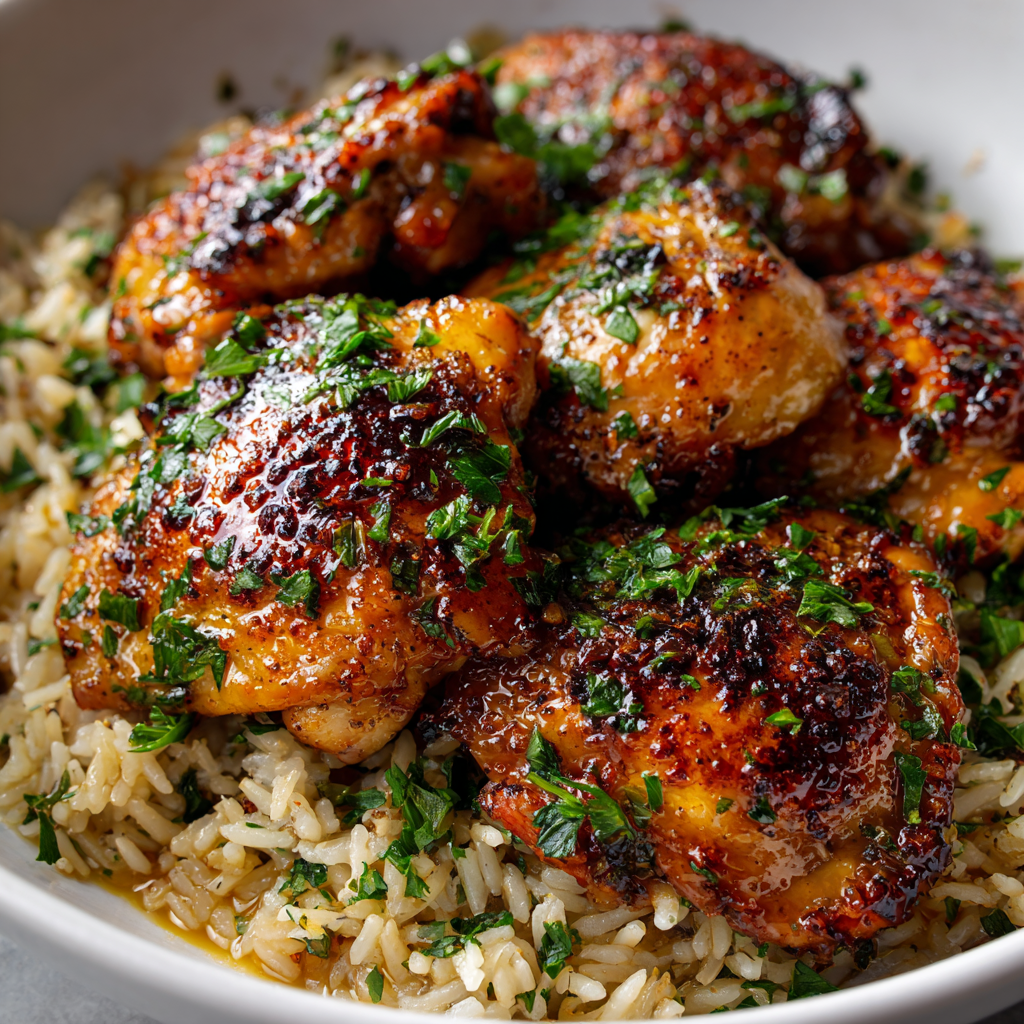 One Pan Garlic Butter Chicken and Rice