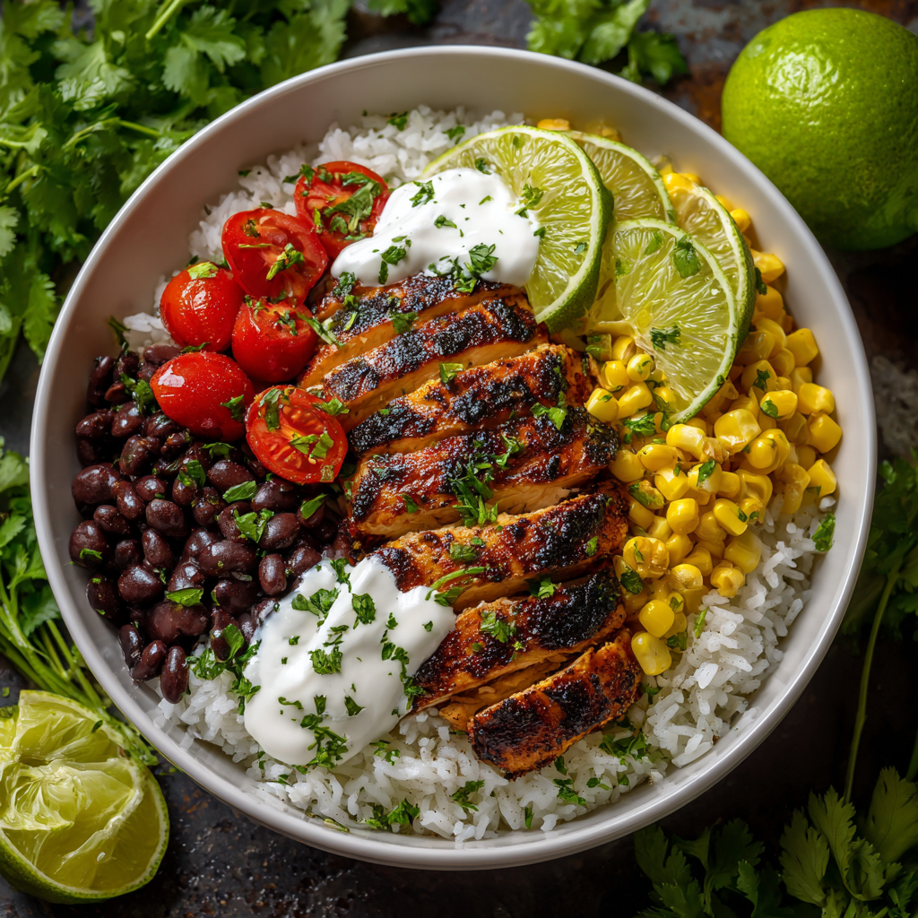 Easy Cilantro Lime Rice Bowl with Chicken