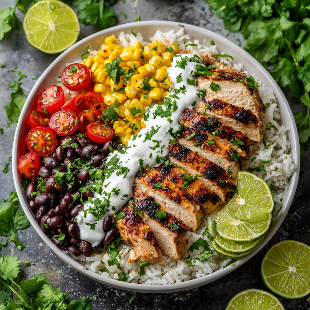 Easy Cilantro Lime Rice Bowl with Chicken