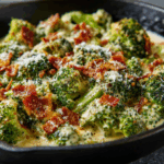 Creamy Garlic Parmesan Broccoli with Bacon
